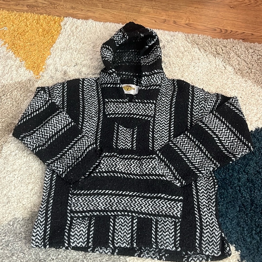 Black with white strips.